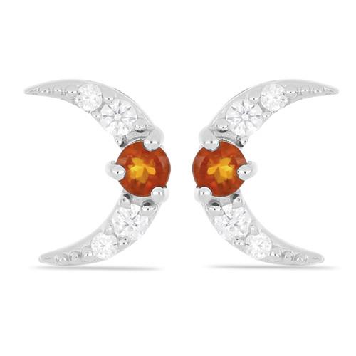 NATURAL MADEIRA CITRINE GEMSTONE CLASSIC EARRINGS IN 925 SILVER